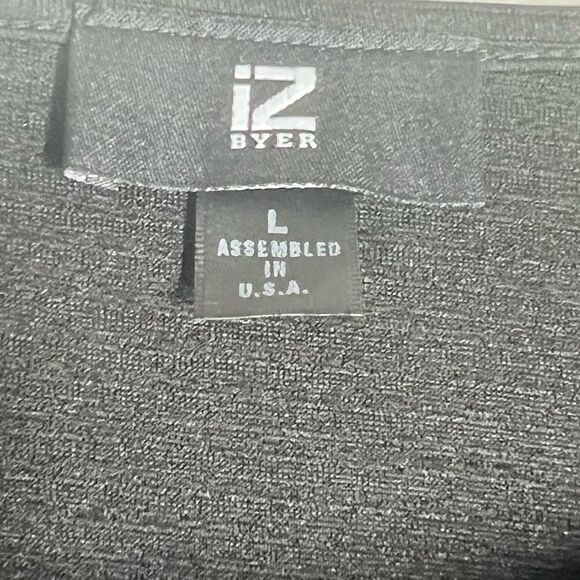 IZ Byer Textured Peplum Scoopneck Top Black Junior Size L - Picture 5 of 9